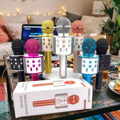 WS-858 Wireless Bluetooth Karaoke Microphone With Integrated Speaker Rechargeable Battery | Random Color