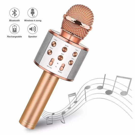 WS-858 Wireless Bluetooth Karaoke Microphone With Integrated Speaker Rechargeable Battery | Random Color