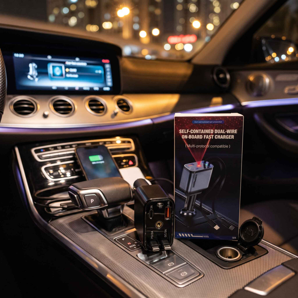 5 in 1 Self-Contained Dual-Wire On-Board Car Fast Charger