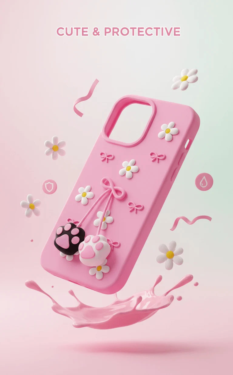 3D Cat Paw Daisy Case
