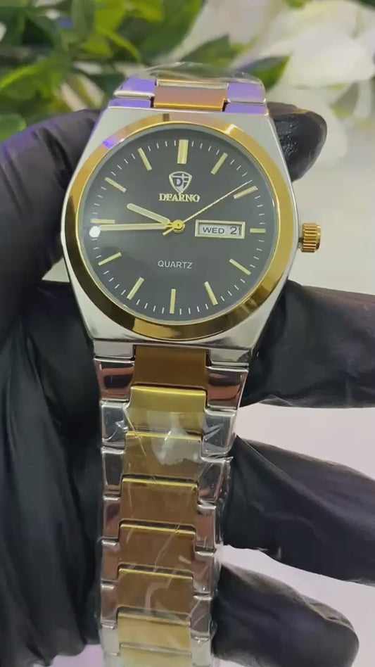 Dearno Premium Quartz Men's Watch Day And Date Display - Timepiece Designed For Wristwear And Daily Timekeeping Routine - Black