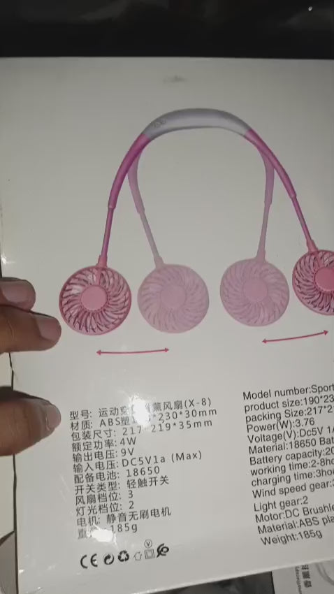360° Adjustment USB Portable Hands-Free Neck Fan (Random color)