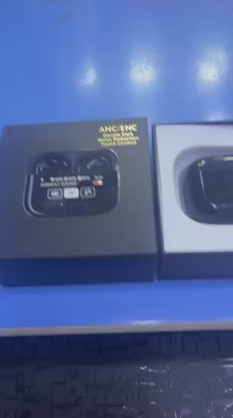 AirPods Touch L.C.D A9 Black Bluetooth Earbuds Heavy Sound